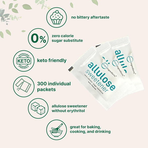 300 Packets Allulose Sweetener, | Zero Calorie, Plant Based Sugar Substitute, No After Taste | Best for Coffee, Drinks