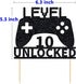 Level 10 Unlocked Cake Topper, Game Controller Cake Topper for 10th Birthday Party Decoration