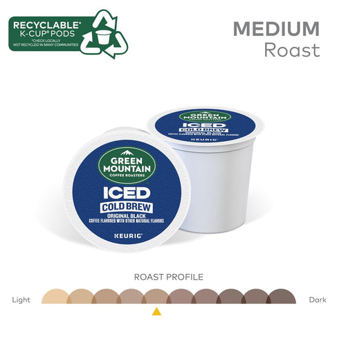 60-Count (6 Packs 10) Green Mountain Coffee Roasters Original Black Iced Cold Brew Coffee, Single Serve Keurig K-Cup