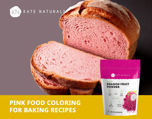 Kate Naturals 4oz Dragon Fruit Powder for Baking & Drinks, Vegan Gluten Free Dried Pink Pitaya Powder