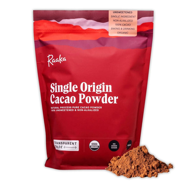 Raaka Chocolate Organic Cacao Powder - Unsweetened, Non-Alkalized, Perfect for Baking, Substitute