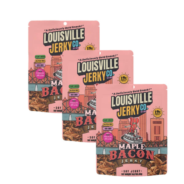 Louisville Jerky Co. Vegan Jerky Plant-Based Maple Bacon Flavor, High Protein Snack