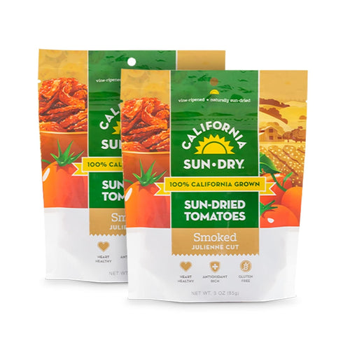 Sun-Dried Tomatoes, 3oz Bag (Pack of 2) Smoked, Dry Julienne Cut, Ready