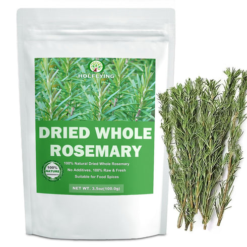 HOLFLYING 100% Natural Dried Whole Rosemary Sprigs, 3.5oz(100g), Rosemary Sprigs Spices, 60-80 Pcs