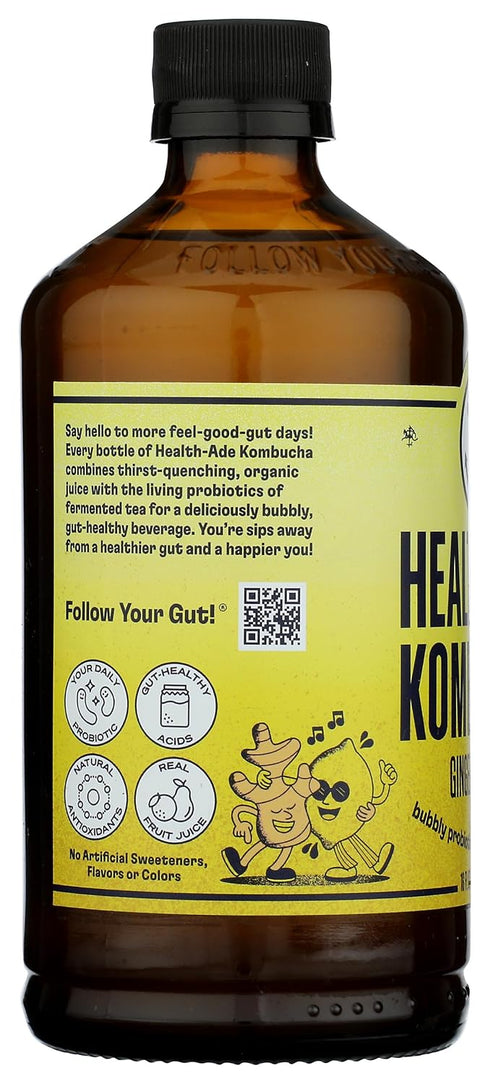 16 Oz Health Ade, Kombucha Ginger Lemon Organic, Fl