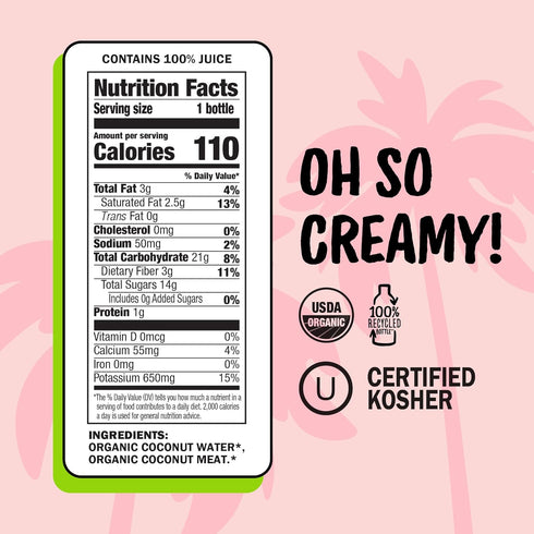 Harmless 10 Oz, 12 Pack Harvest Organic Coconut Smoothie Fl Blend of Coconut Water & Coconut Meat, Natural Hydration