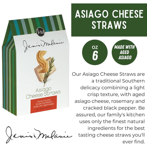 6oz, 1 Pack J&M Foods Asiago Cheese Straws, Traditional Southern Snack with Aged Asiago, Rosemary and Cracked Black