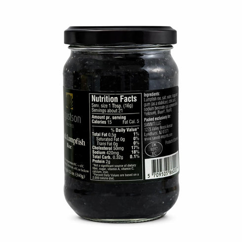 12 oz 4 Agustson Black Lumpfish Caviar Roe, Product of Denmark | Gourmet Seafood Caviar with Bold Briny Flavor