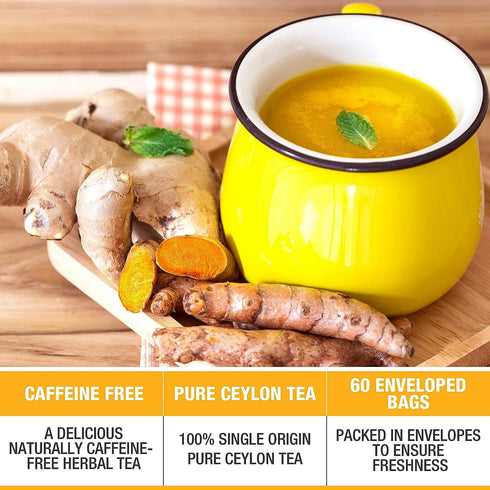 Tipson Organic Turmeric Variety Sampler - 6 Flavors (60 Tea Bags), Herbal Tea Infusions, USDA Organic