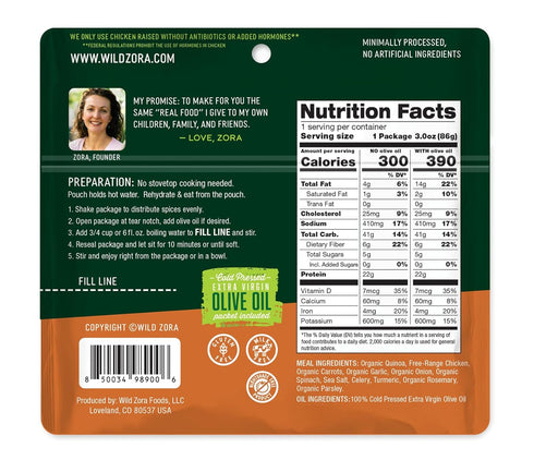 10g Packet (5-Pack) Wild Zora Organic Quinoa Bowls - Quick Prepared Meals, Instant Tasty Bowls, Pantry Staples