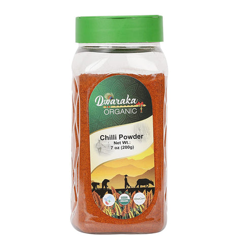 Dwaraka Organic Chili Powder, 7oz, Healthy, Non GMO, All Natural