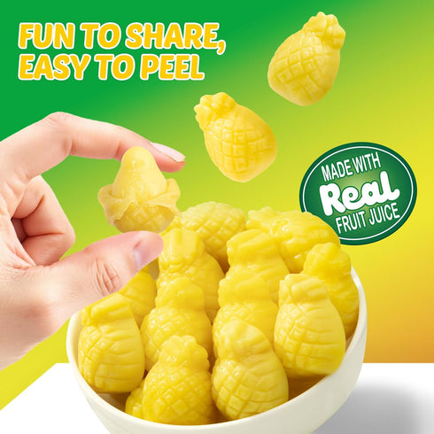 Gummy 8.47oz 10 Packs Gummy AMOS Peelerz Pineapple Candy, Peelable Fruit-Shaped Candy, Box with Individual Fun Peeling