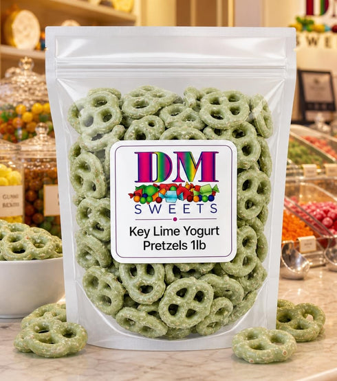 DM Sweets 1 lb Key Lime Yogurt Covered Pretzels Resealable Bag | Sweet & Tangy Crunchy Snack | Gourmet YogurtDipped