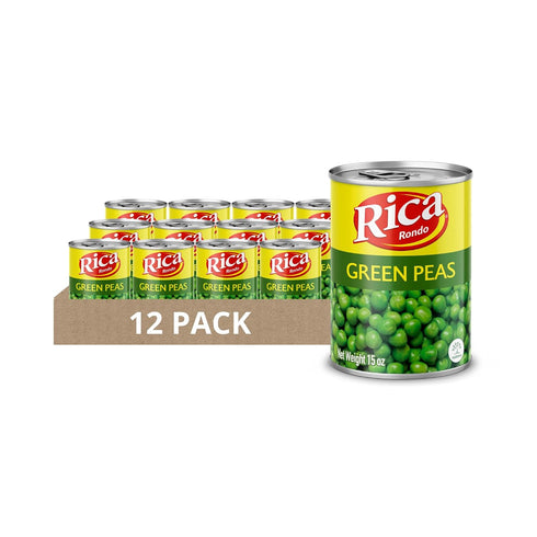Rica Rondo Green Peas, Canned Vegetables, 15 oz Can (Pack of 12)