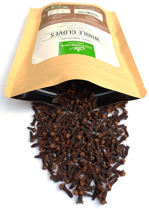 CEYLONFLAVORS Organic Hand Picked Whole Cloves, 3.5 oz, Fresh and Pure from USDA Certified Organic Farm
