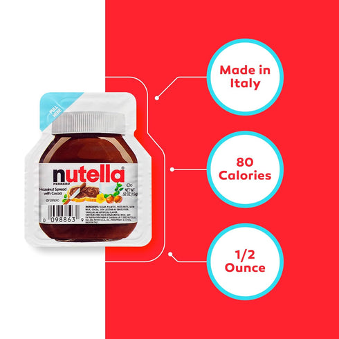 ATREVO 20 Packs (0.52 oz 20 Nutella Mini Cups Single Serve Snack Each) + Wooden Spoons - Valentines Chocolate Treats