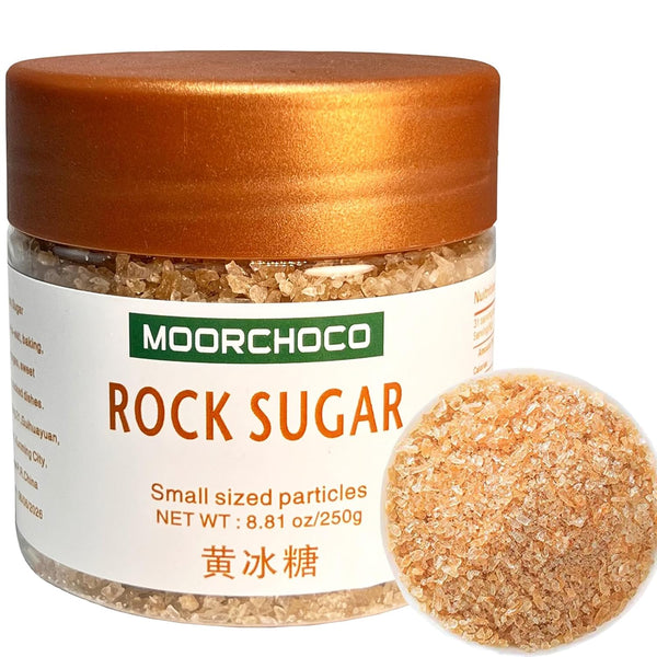 MOORCHOCO Natural Amber Hue sugarcane Rock Sugar Crystals for Tea and Coffee, Dissolves