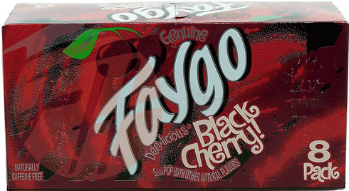 Faygo Black Cherry! flavored soda pop. 8-pack 12-fl. oz. cans in box