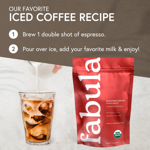 12 Fabula Coffee Half-Caff Medium Roast Freshly Ground - Organic - Low Acid - Single Origin - Non-GMO - Mold Free