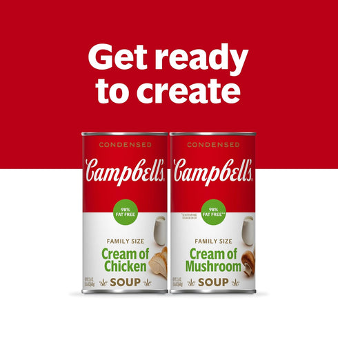 98% 22.6 oz (12 Pack) Campbell's Condensed Fat Free Cream of Chicken Soup, Family Size Can