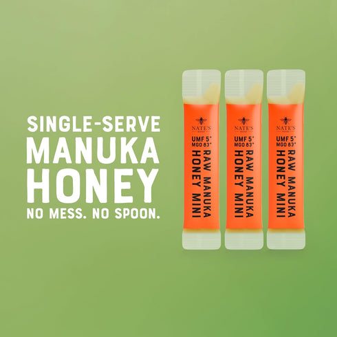 30 count 83+ 5+ 30 Packets Nate's Manuka Honey Minis - Single-serve, Pure Manuka Honey - MGO | UMF Certified
