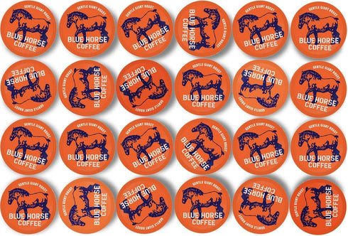 24ct 2.0, 100% Blue Horse 'Gentle Giant' Original Coffee Pods, Medium Roast, Single Serve, Compatible with K Cups Farm