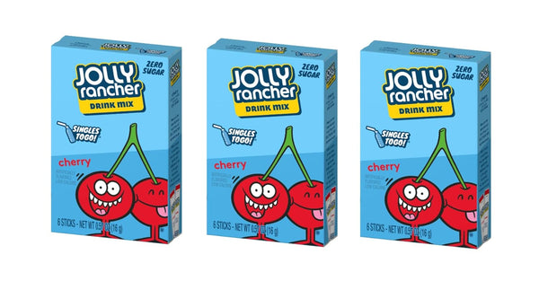 Jolly Rancher Singles-To-Go Sugar Free Drink Mix, Cherry, 6 CT (Pack of 3)