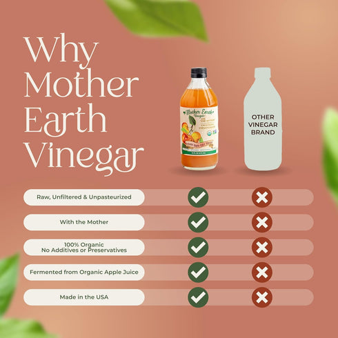 (1/16oz Mother Earth, Organic Apple Cider Vinegar with The Mother, Fresh Pressed Organic Apples, OACV, ACV, Raw