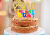 Gold Paw One Cake Topper - Golden Glitter Cardstock 1st Birthday Cake Smash Party Decoration for Baby