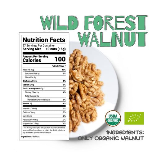 1.1 lb (500 Packed, SUN PLANET Walnut Halves, Raw Unsalted Shelled Walnuts Organic, g), Vacuum Fresh Nuts for Baking