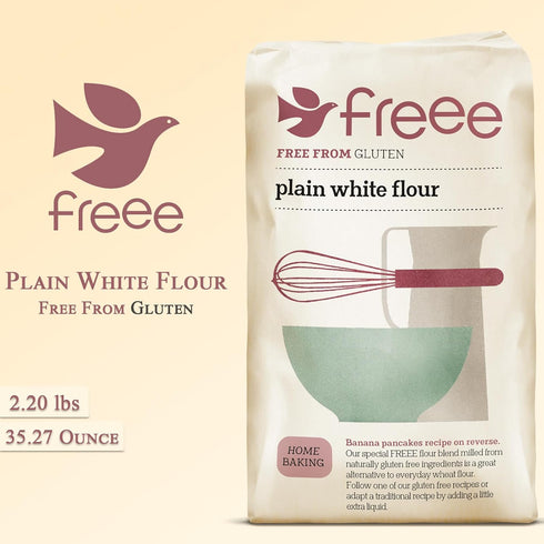 2.2 lb (1 freee Plain White Flour Bag kg) | Gluten Free All-Purpose Flour Blend for Baking Bread, Cakes, Pastries