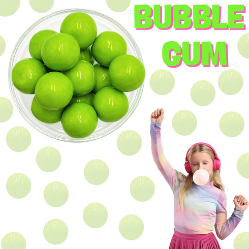1" Inch (5 Fruidles Green Apple Gum Balls Fruit Flavored, Candy Buffet Treats, Machine Size Refills, Kosher Certified
