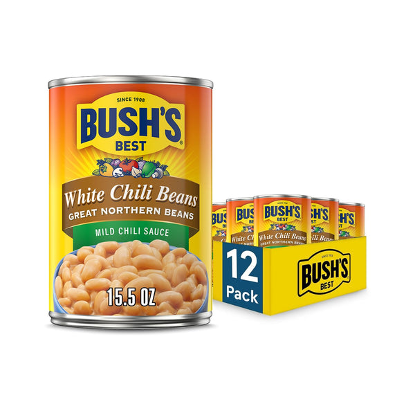 BUSH'S BEST 15.5 oz Canned White Chili Bean Mild, Source of Plant
