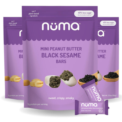 Mini Peanut Butter Black Sesame Bars Vegan, Low Sugar, High Protein, Low