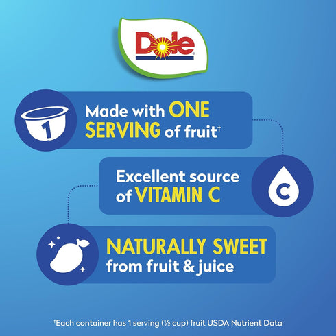 100% 4 oz 24 Pack Dole Diced Mango in Fruit Juice - Dole Fruit Bowls - Bowls