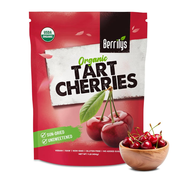 Berrilys Organic Unsweetened Dried Tart Cherries 1 lb, (16 oz) - No