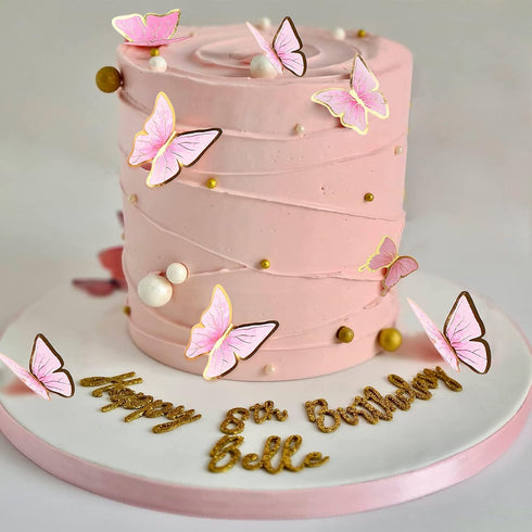 66 Pcs Butterfly Cupcake Toppers, Pink Gold Cake Topper Picks for Birthday Party Decor, Wedding, Baby Shower