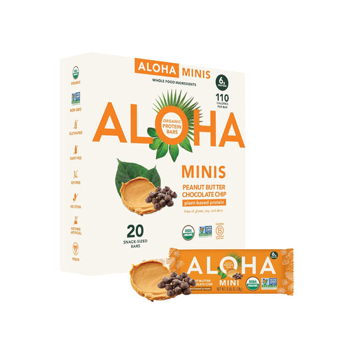 ALOHA Organic Plant Based Protein Bar MINIS |Peanut Butter Chocolate Chip |
