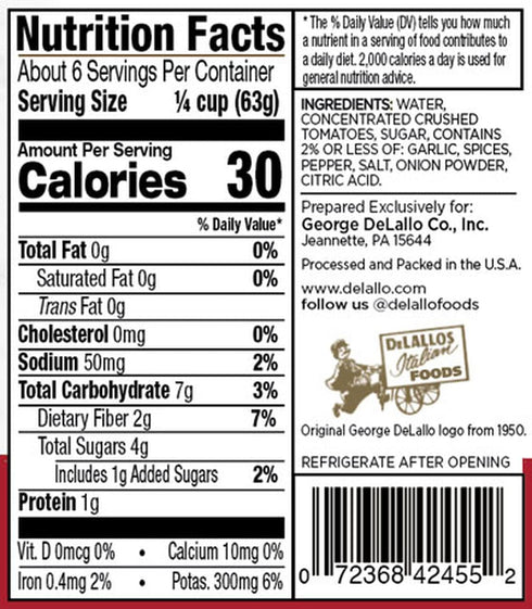 14oz 12-Pack DeLallo Classic Pizzeria-Style Pizza Sauce, Jar