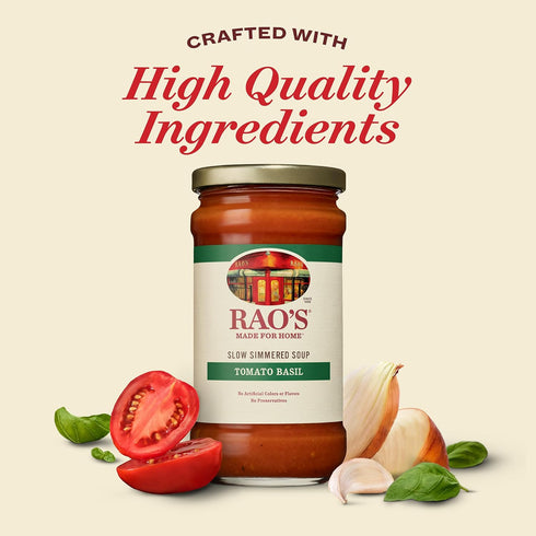 16oz, Rao's Made for Home Tomato Basil Soup, Traditional Italian Heat and Serve Soup, Made with Premium Quality