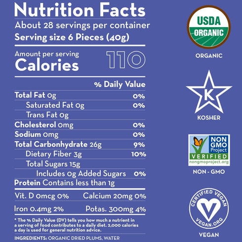 2.5 Sunny Fruit Soft Organic Pitted Prunes, Pound Bulk Bag | No Preservatives, No Sugar Added | Healthy, Naturally