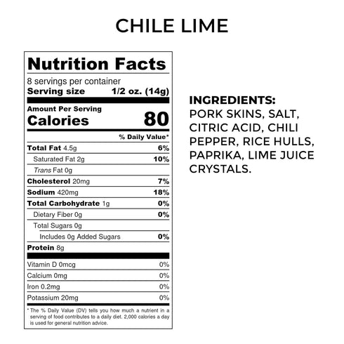 4 4 oz Rib Rack Pork Rinds, Chile Lime - x