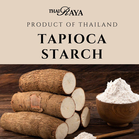 16 oz 1 LB (Pack 3) Thairaya Tapioca starch (Basic), Thailand All-Natural Gluten-Free Flour for Baking, Cooking, Frying