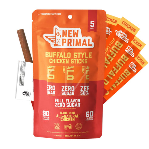 New Primal Buffalo Chicken Sticks, Keto, Gluten Free Healthy Snacks, Sugar Free