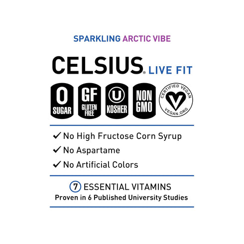 Frozen 12 Oz (Pack 12) CELSIUS ARCTIC VIBE Sparkling Berry, Sugar Free Energy Drink, Fl