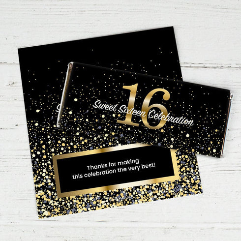 25ct Sweet 16Birthday Party Candy Bar Wrappers - Candy Not Included -
