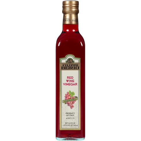 Filippo Berio Italian Red Wine Vinegar, 16.9 Ounce Glass Bottle, Gluten Free,