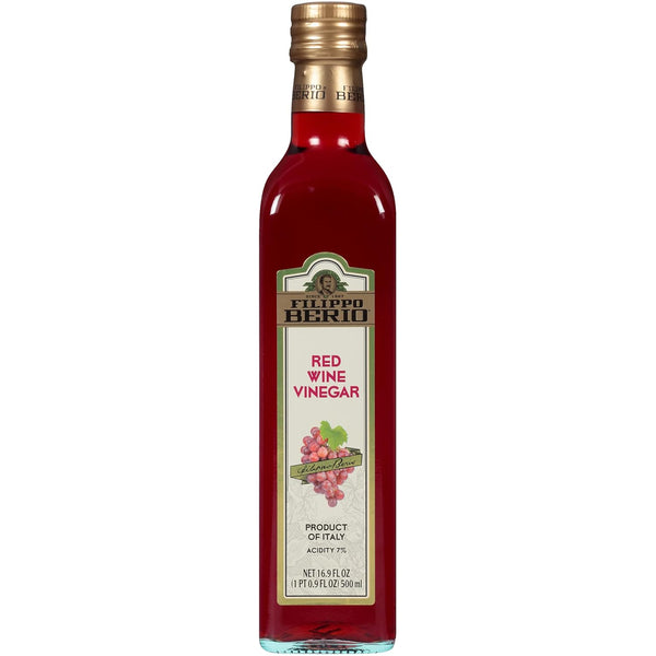 Filippo Berio Italian Red Wine Vinegar, 16.9 Ounce Glass Bottle, Gluten Free,