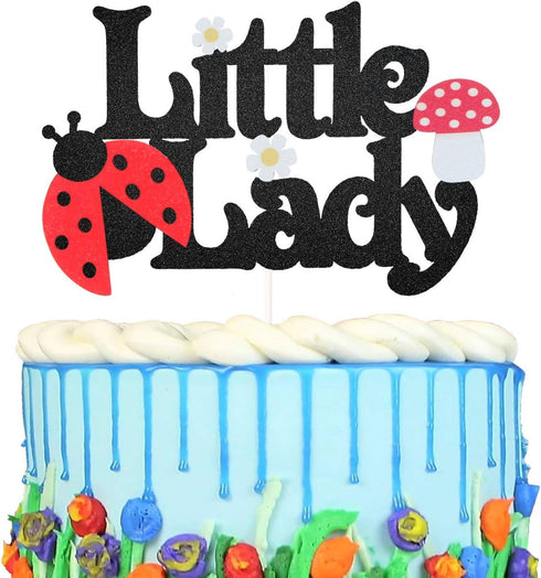 Little Lady Ladybug Theme Cake Topper - Birthday, Garden Theme Baby Shower Gender Reveal Party Decoration