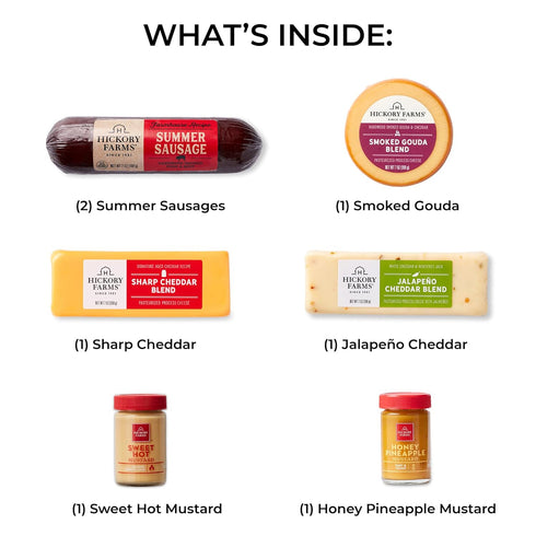 Set Summer Package Hickory Farms Farmhouse Meat and Cheese Food Gift Basket (Medium) - Box | Charcuterie Board Food |